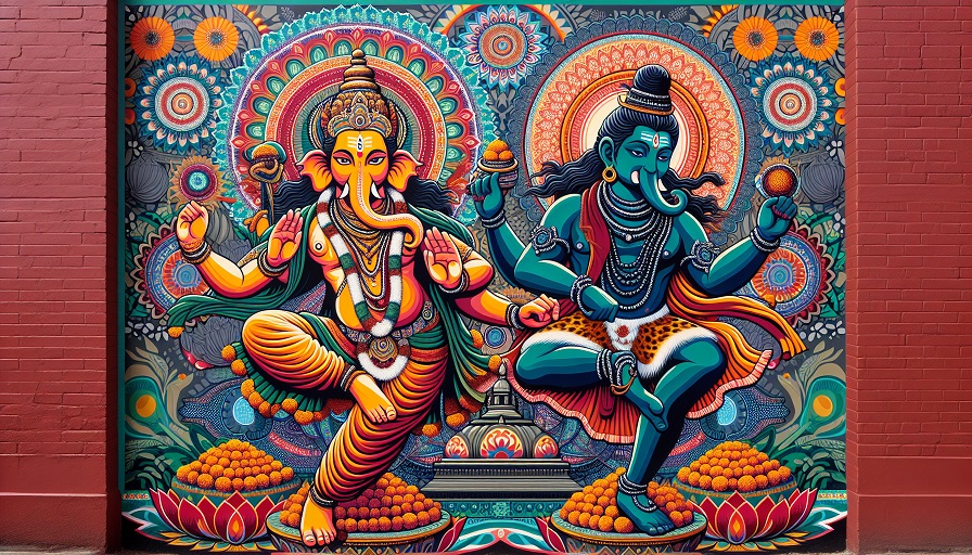 hindu deities in nepali art ganesh shiva